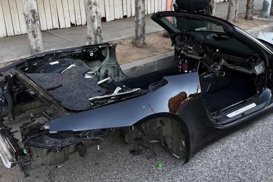 Voiture de sport à mettre au rebut ! Des voleurs ont démonté une Porsche 911 au point de la rendre méconnaissable